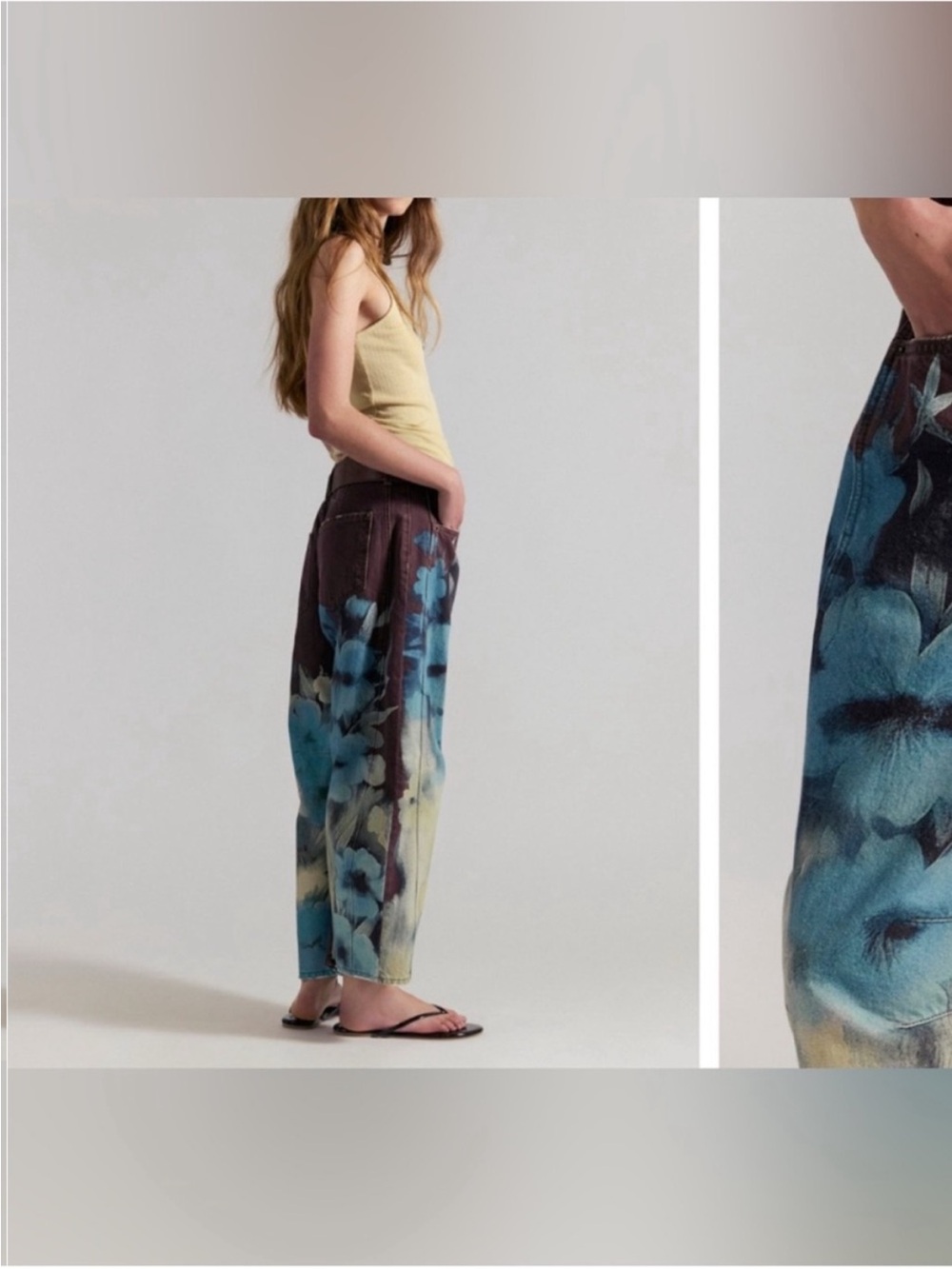 NWT Free People We The Free Good Luck Printed Barrel Jeans - Washed Floral - 29 - Picture 5 of 15